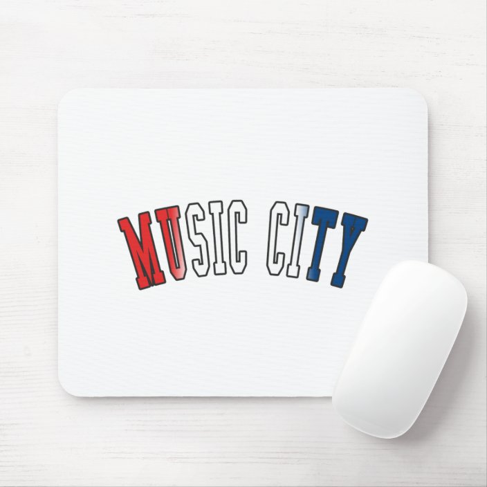 Music City in Tennessee State Flag Colors Mousepad