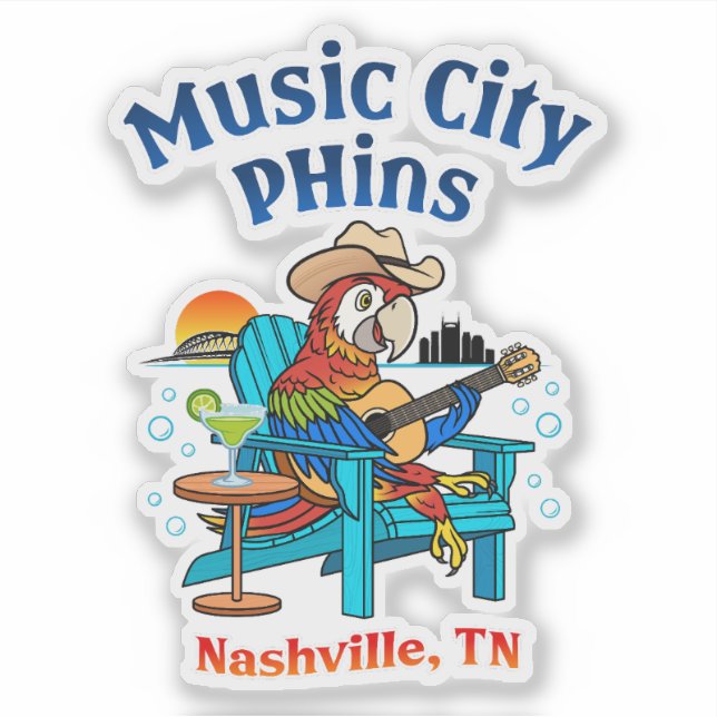 Music City Phins 4x4 Sticker (Front)