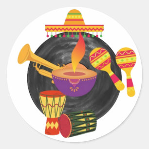 music classic round sticker