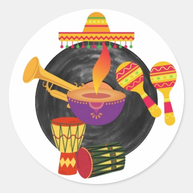 music classic round sticker (Front)