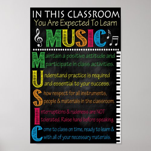 Music Classroom Rules Printable Poster