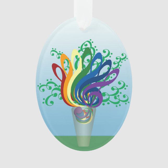 Music Clef Bouquet in Translucent Vase Ornament (Front)