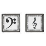 Music Clef Cufflinks Music Note Treble Bass Piano at Zazzle