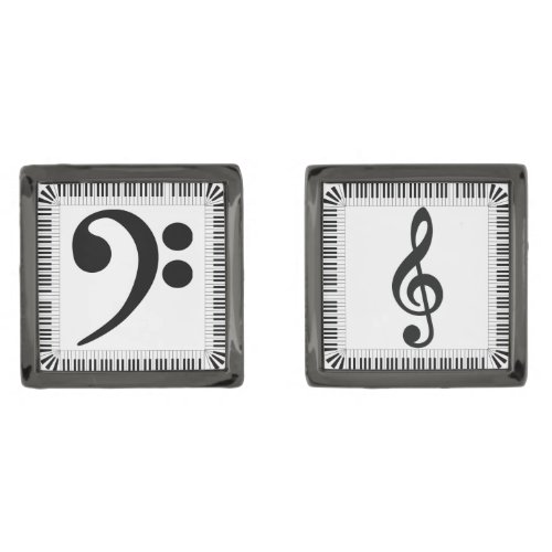 Music Clef Cufflinks Music note Treble Bass Piano