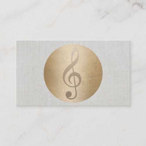 Music Clef Gold Circle Classy Linen Musical Business Card