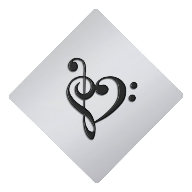 Music Clef Heart Graduation Cap Topper (Front)