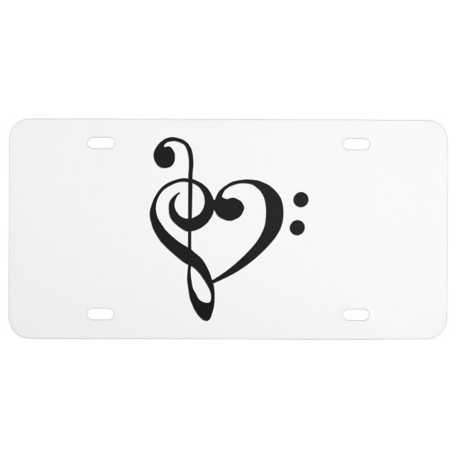 Music Clef Heart License Plate (Front)