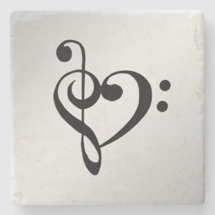 Music Clef Heart Stone Coaster