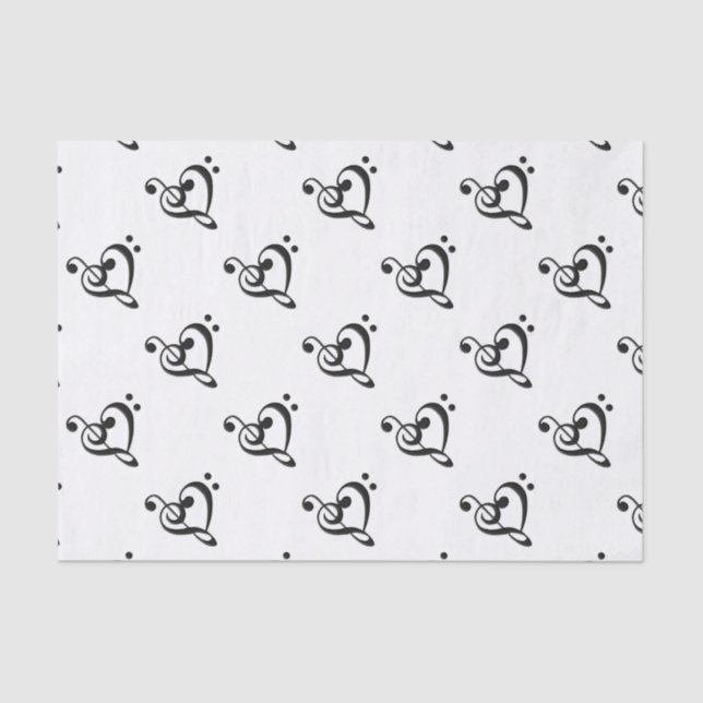 Music Clef Heart Tissue Paper (Front)