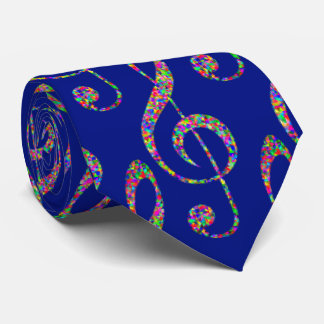 Music Clef in Rainbow Neck Tie
