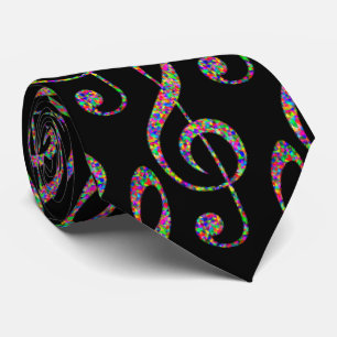Music Clef in Rainbow  Neck Tie