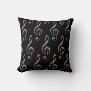 Music Clef in Rainbow Throw Pillow