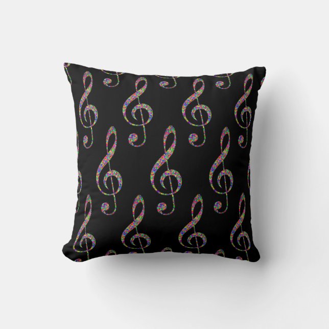 Music Clef in Rainbow  Throw Pillow (Front)
