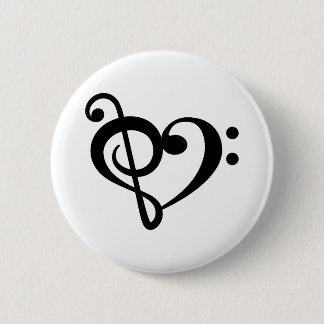 Music Clef Love Heart Button