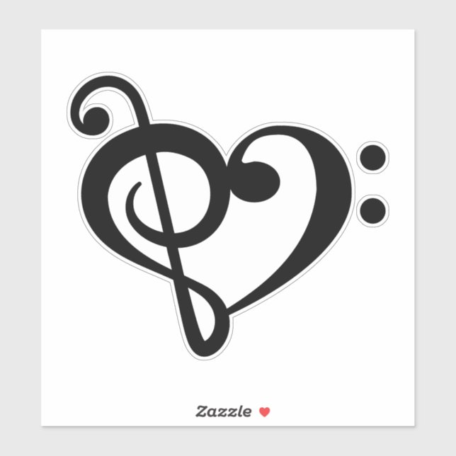 Music Clef Love Heart Vinyl Sticker (Sheet)
