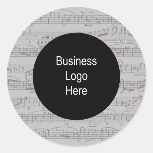 Music Clef Notes Business Logo  Classic Round Stic Classic Round Sticker