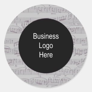 Music Clef Notes Business Logo  Classic Round Stic Classic Round Sticker