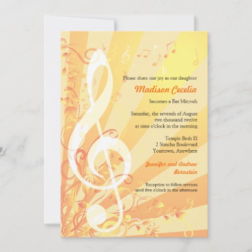 Music Clefs Bat Mitzvah Invitation