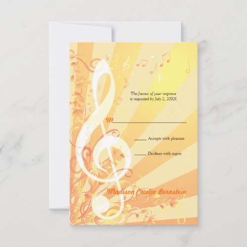 Music Clefs Bat Mitzvah Small Reply Invitation