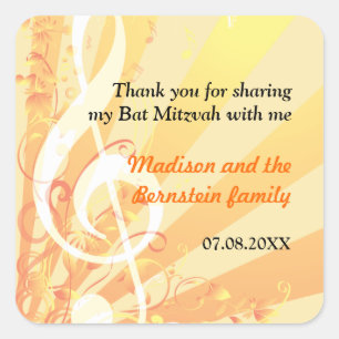 Music Clefs Bat Mitzvah Sticker