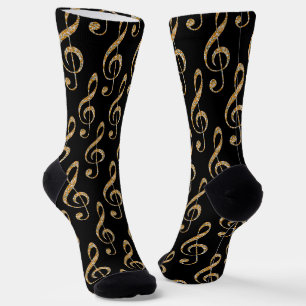 Music Clefs in Gold  Socks