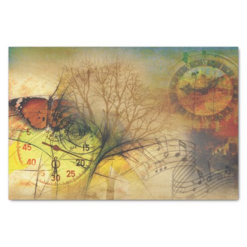 Music Clock Butterfly Decoupage Tissue Paper