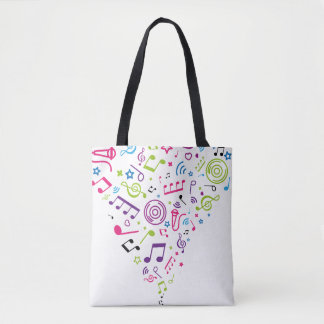 music color pattern music notes tote bag