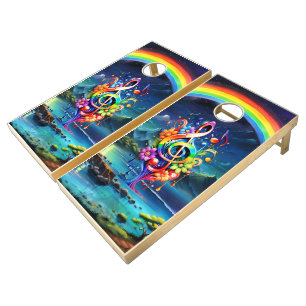 Music, colorful clef cornhole set