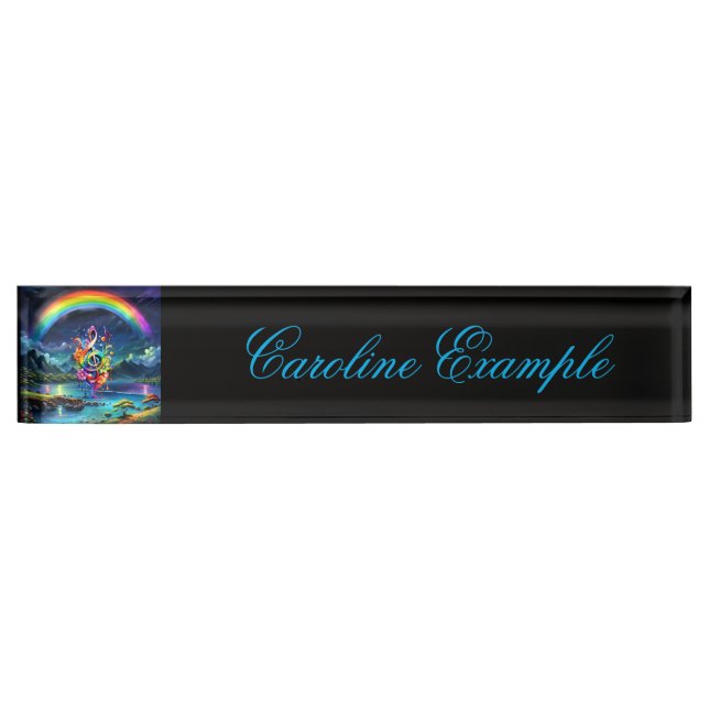 Music, colorful clef desk name plate (Front)