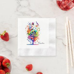 Music, colorful clef napkins