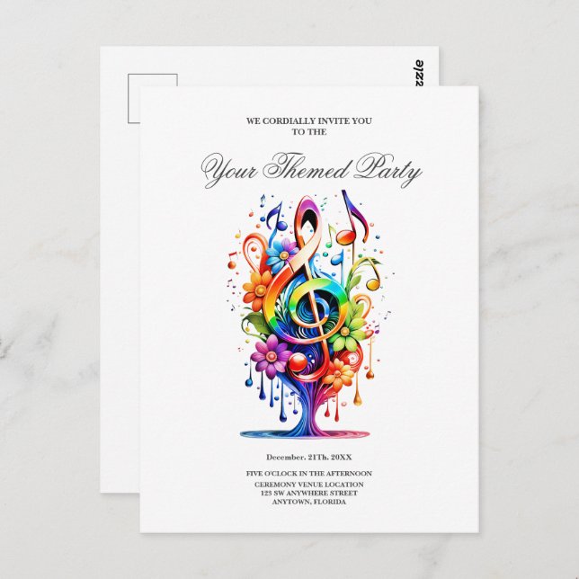 Music, colorful clef postcard (Front/Back)