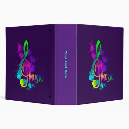 Music Colorful Treble Clef Musicians Modern  3 Ring Binder