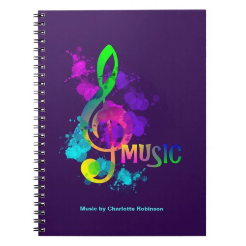 Music Colorful Treble Clef Musicians Modern Notebook