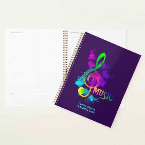 Music Colorful Treble Clef Musicians Modern Planner