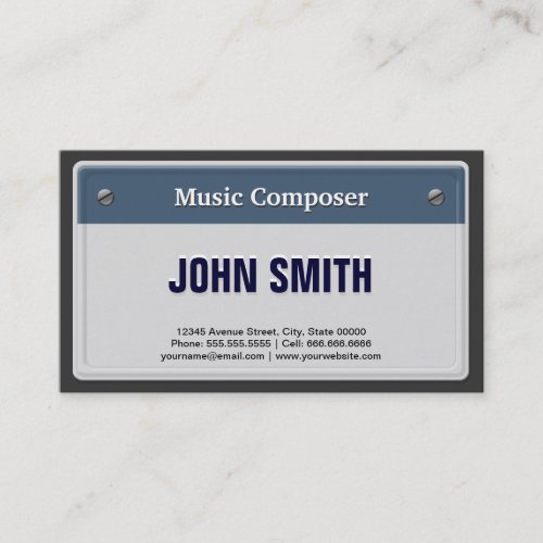 Music Composer _ Cool Car License Plate Business Card