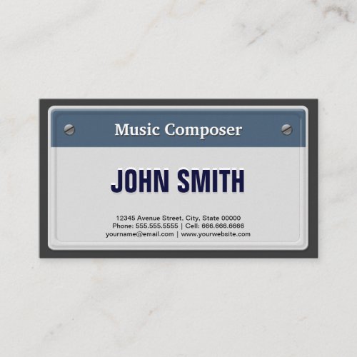 Music Composer - Cool Car License Plate Business Card