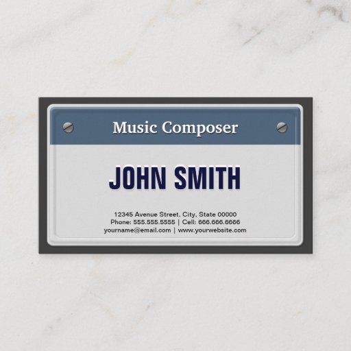 Customizable Music Composer - Cool Car License Plate Business Card