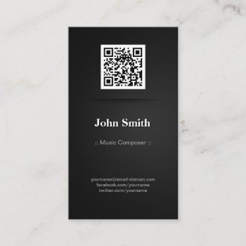 Music Composer - Elegant Black Qr Code Business Card by CardHunter at Zazzle