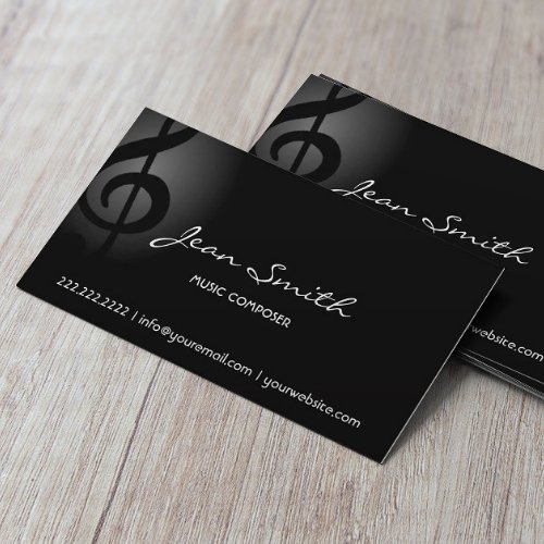 Music Composer Elegant Dark Clef Business Card