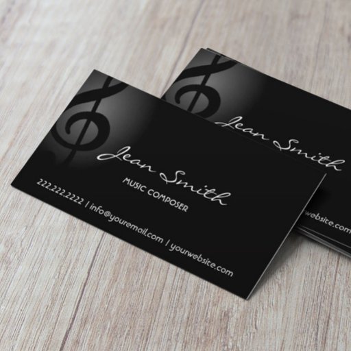 Customizable Dark Clef Music Composer Business Card