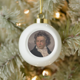 Music Composer Maestro Ludwig Beethoven Symphony  Ceramic Ball Christmas Ornament