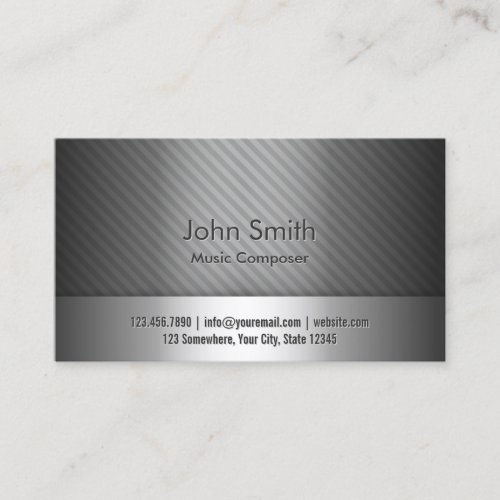 Music Composer Modern Silver Metallic Business Card