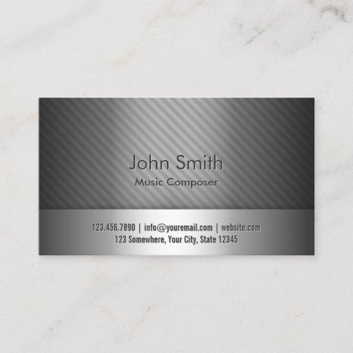 Customizable Silver Metal Music Composer Business Card