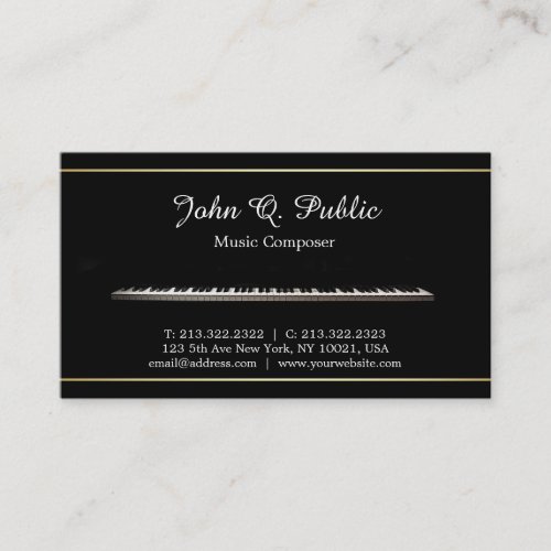 Music Composer Piano Teacher Professional Elegant Business Card