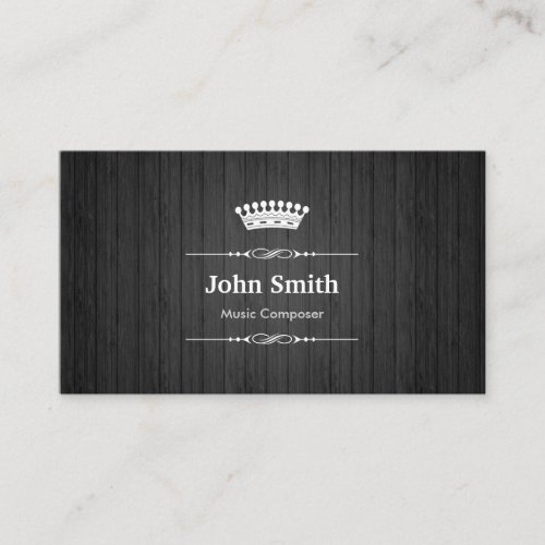 Music Composer Royal Black Wood Grain Business Card Templates
