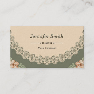Music Composer - Vintage Chic Floral Business Card