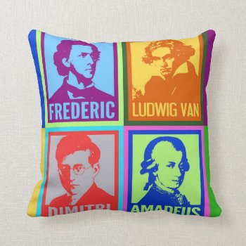 Music Composers  | Modern Colorful Pop Art Throw Pillow by OffRecord at Zazzle