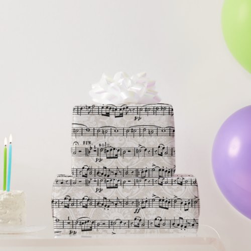 Music Composition On Damask Wrapping Paper