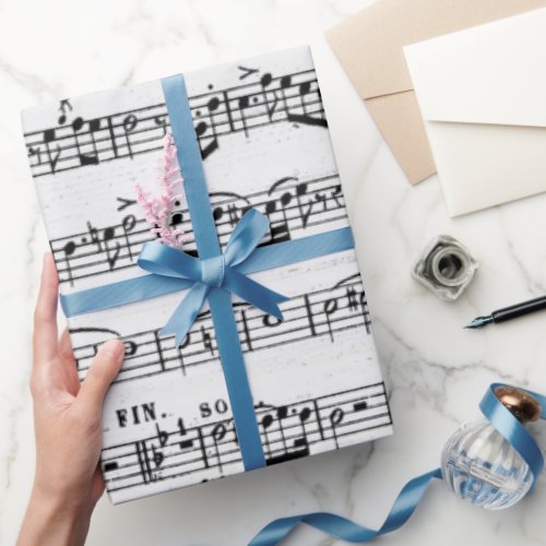 Music Composition On Wood Wrapping Paper