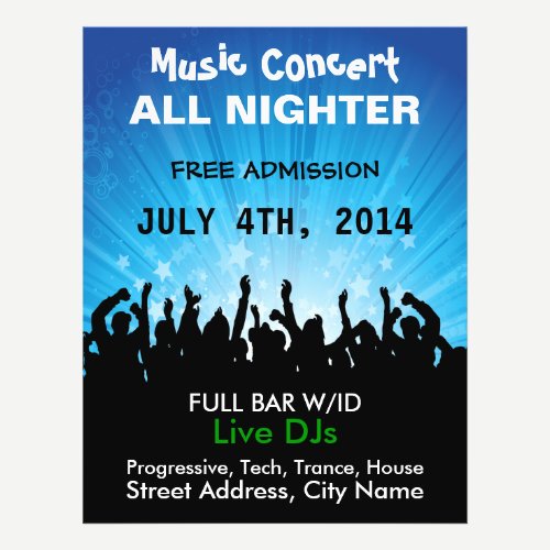 Music Concert All Nighter Music Flyer